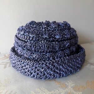 Vintage Raffia Crochet Bucket Hat Made In Italy for J.L Hudson Co Detroit